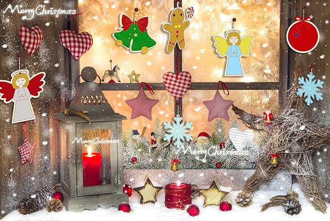 Artmag 50pcs Unfinished Wooden Christmas Ornaments Wood Slices with Holes for DIY Crafts Centerpieces Holiday Hanging Decor Decorations 5 Styles