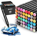 Alcohol Markers, 48 Colors Dual Tip Art Markers for Adult Coloring Books, Drawing, Sketching, Card Making, Very Suitable for Painting Supplies