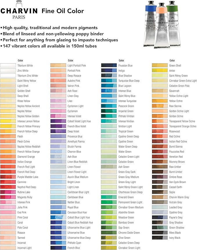 Charvin Fine Artists' Oil Paints - Elite Artists' Oils from The French Riviera for Painting, Classrooms, Plein Aire, & More! - [Warm Browns - 150 mL Set of 5]