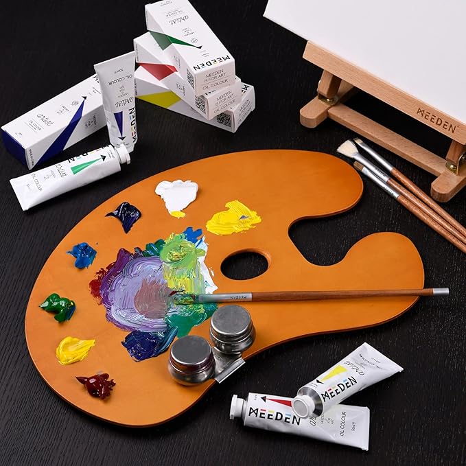 MEEDEN 2 Pack Wood Paint Palette Oil Finished, Acrylic Paint Palette 15.7"x11.8", Oil Paint Palette, Painting Palette, Art Palette, Artist Palette with Ergonomic Large Thumb Hole, Oval Shape