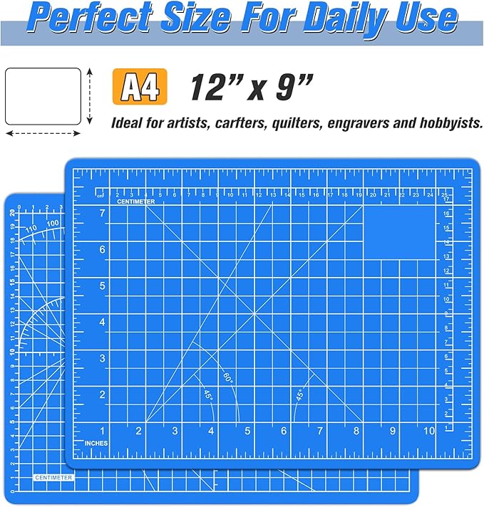 DIYSELF Cutting Mat 9in×12in, Cutting Mats for Crafts, Self Healing Cutting Mat A4, Fabric Cutting Mats Double Side for Sewing, Quilting, Craft Mat for Desktop