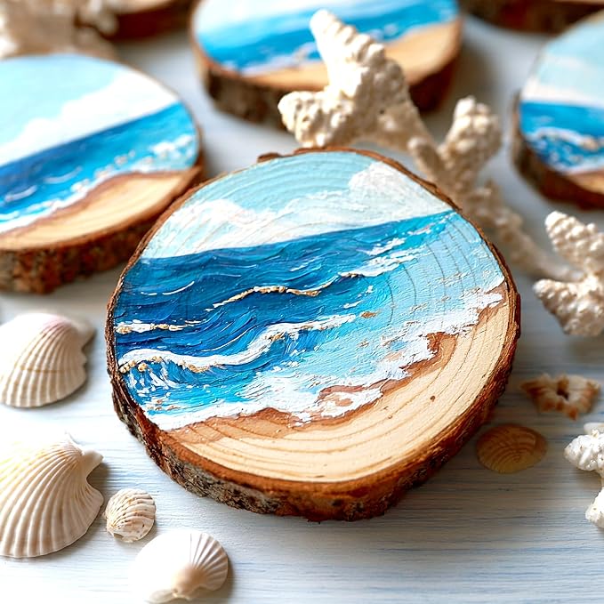 AUREUO Blue Acrylic Paint Set - 8 Ocean Marine Coastal Colors 0.71 Fl Oz / 21ml Tubes Aqua Winter Blue Tone Art Paints for Crafts Seascapes, Gift for Painters
