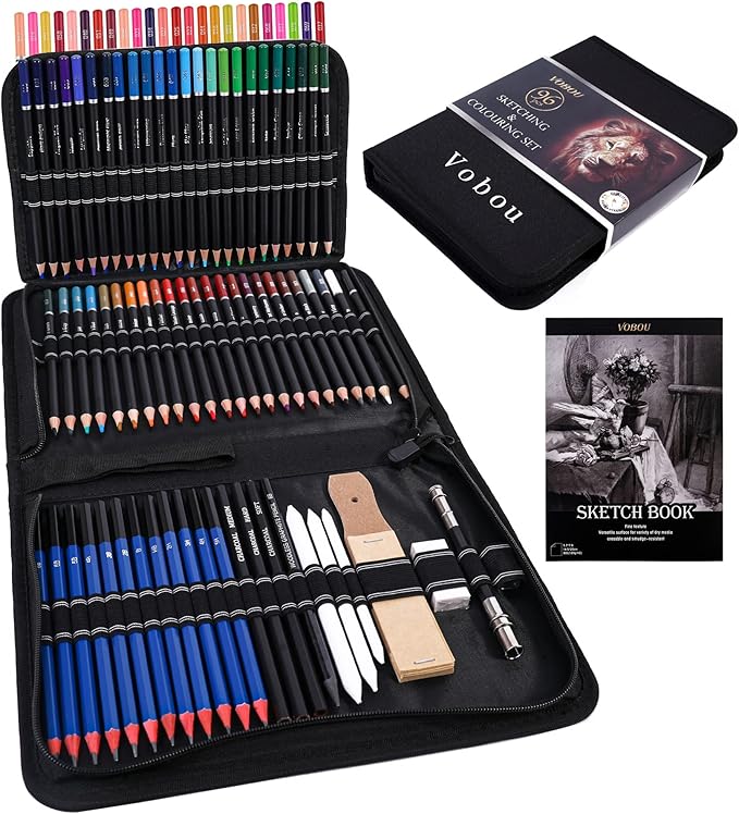 96pcs Colored Drawing Pencils Kit Sketching, Graphite Pencils With Convenient Case, Ideal School Art Supplies Gift for Artists Adults Teens Beginner, Ideal for Shading, Blending,Art Supplies Set,