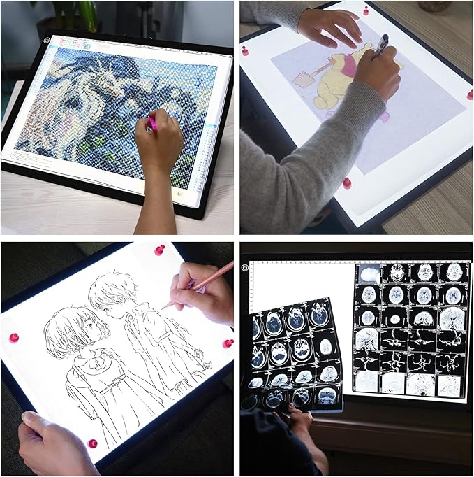 A3 LED Light Board, A3 Tracing Light Box, Magnetic Light Pad, Light Table for Tracing, LED Copy Board, Sketch Pad with Dimmable Brightness, Magnetic and Storage Bag.