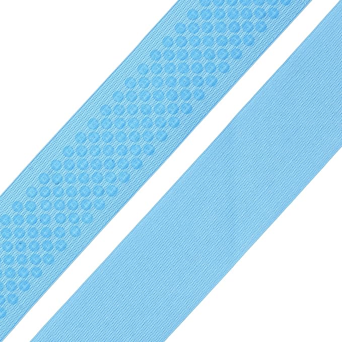 Mandala Crafts 1.5 Inch Elastic Silicone Gripper Tape for Clothing - 10 Yds Dotted Non Slip Elastic Band for Sewing - Light Blue Silicone Flat Fabric Stretchy Ribbon Straps