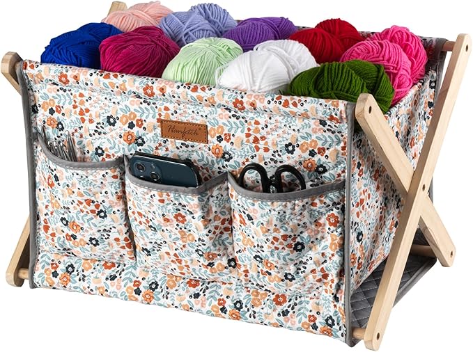 Hanfetch Yarn Caddy Large Size Yarn Storage Organizer for Yarn Skeins-Organizer for Crochet Hooks Knitting Needles Other Accessories