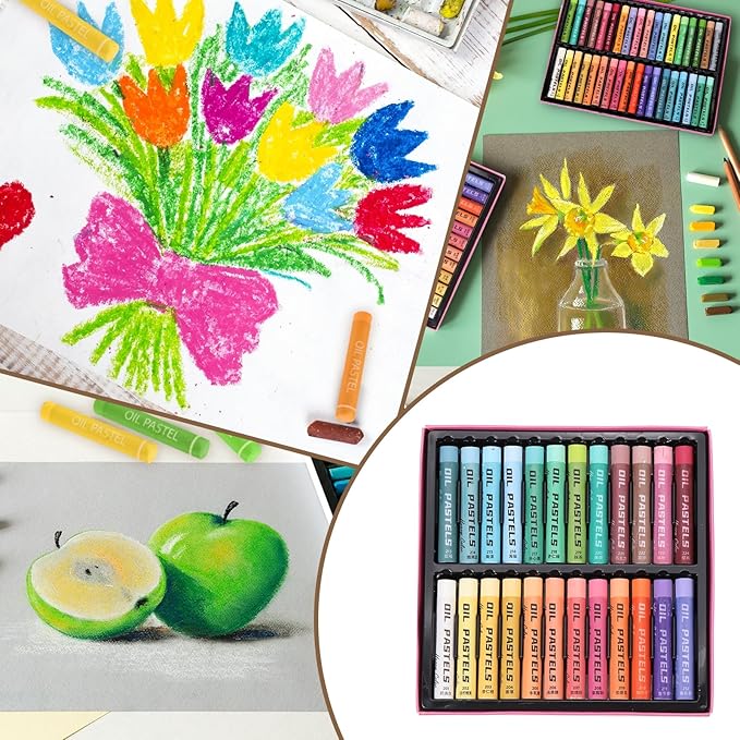 MECCANIXITY Soft Oil Pastels, Oil Pastel Crayons Vibrant Color Blendable Art Supplies for Painting Drawing Blending Painting Artists Beginners Professional(Light Blue, Pack of 36)