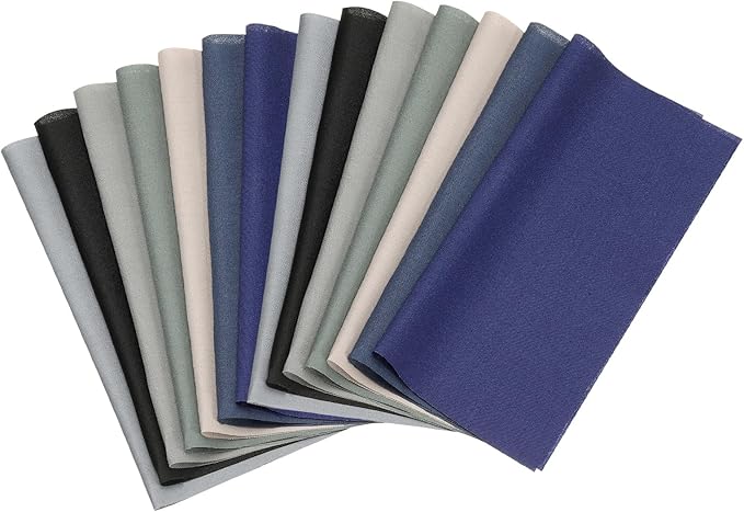 PATIKIL Cotton Fabric Bundles, 14 Pcs 10 x 10 Inch Fat Quarter Solid Color Precut Fabric Squares for Sewing Patchwork Quilting DIY Crafts, Blue Grey