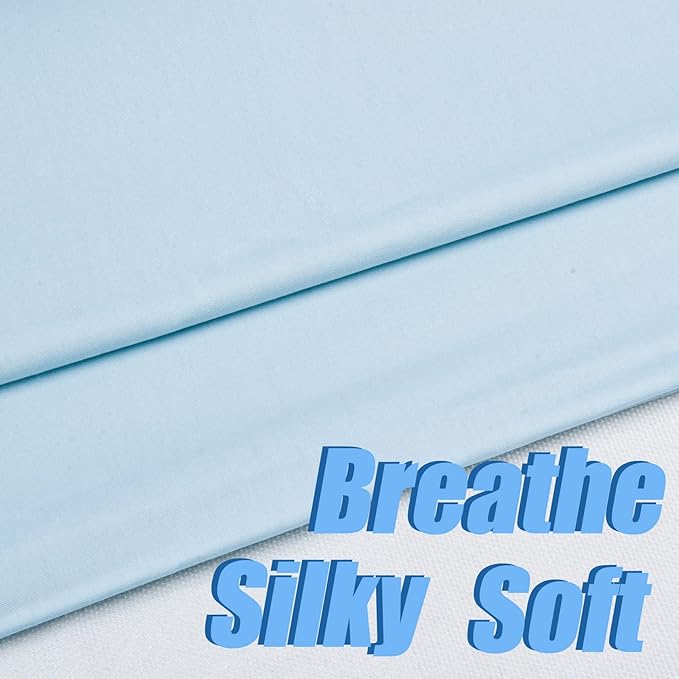 2 Yard Baby Blue Cotton Fabric, Natural Cotton Poplin Fabric by The Yard, 59 Inches Wide 100% Cotton Fabric, Soft Embroidery Muslin Quilting Material for Sewing Material Apparel Cloth