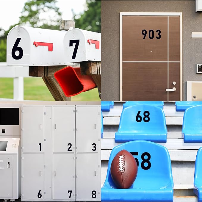 150 PCS Number Stickers, 4” Waterproof Vinyl Number Stickers Consecutive Number 0-9 Labels Self-Adhesive Without Residue Left for Office, Classroom, Indoor, Boxes, Storage (15 Sheets, Black)