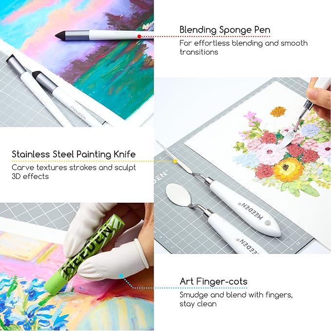 MEEDEN Soft Oil Pastels Set: 102Pcs Oil Pastel Kit with 72 Colors & 6 White Pastel - All in One Oil Crayons with Paper, Palette Knife, Masking Tape - Art Supplies for Artists Beginners Adult Christmas