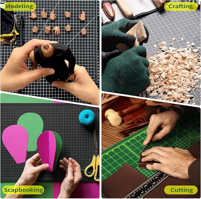 Thickness-Upgraded 18" x 24" Self Healing Sewing Mat, WerkWise Rotary Cutting Mat, Double Sided 5-Ply 18x24 Inch Cutting Board for Quilting, Fabric, & Crafts, Use with Rotary Cutters (Green & Black)