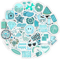 BulbaCraft 100Pcs Teal Stickers, Blue Stickers for Water Bottle and Laptop - Teal Party Supplies & Decorations, Waterproof Vinyl Decals, Gifts for Women & Men