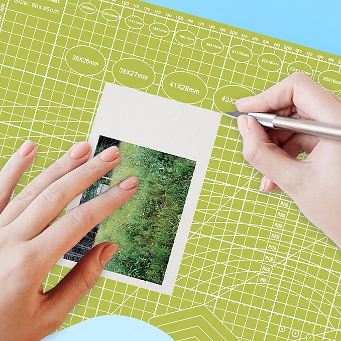 A5 Cutting Mat, Self Healing Sewing Mat, Rotary Craft Mat Double Sided 3-Ply Craft Cutting Board for Sewing Crafts Hobby Fabric Precision Scrapbooking Project Art Supplies, 8.6“ x 5.9”, Grey