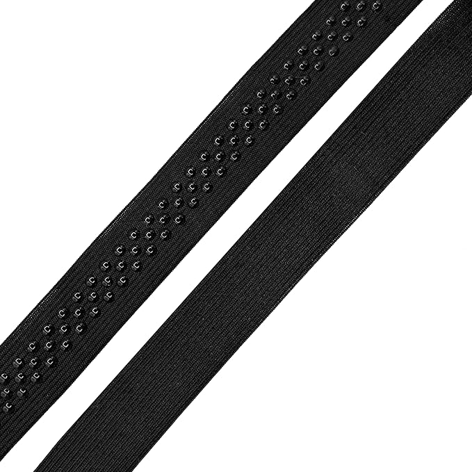 Mandala Crafts 1 Inch Elastic Silicone Gripper Tape for Clothing - 20 Yds Dotted Non Slip Elastic Band for Sewing - Black and White Silicone Flat Fabric Stretchy Ribbon Straps