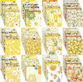 Kinlop 600 Pcs 5 x 5 Inch Floral Charm Packs for Quilting Yellow Flower Cotton Fabric Square Bulk Precut Fabric Squares Strips Printed Yellow Floral Patchwork for DIY Craft Sewing Accessory