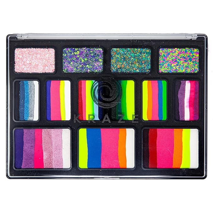 Kraze FX Bold and Brilliant Palette by Jacqueline Howe Professional Face Painting Split Cake Palette, Water Activated, Hypoallergenic, Halloween Party Makeup Face Paint Kit for Kids & Adults