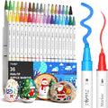 JusArt 36 Colors Dual Tip Acrylic Paint Markers with Dot and Fine Tip, No-Bleed Paint Pens and Waterproof Markers for Rock, Wood, Glass, Ceramic - Vibrant Art Supplies for Kids, Beginners & Artists