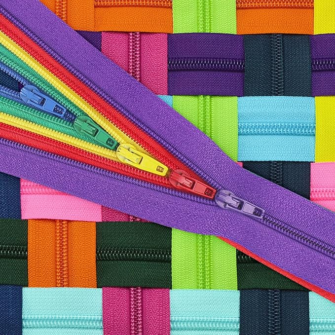 Zippers for Sewing, DOITEM 48pcs 35cm/14 Inch Zipper Multicolor Nylon Coil Zippers for Sewing and Crafts 24 Colors