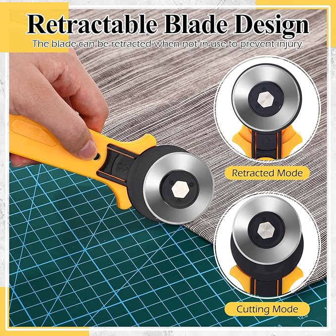 Lothee 12 Pcs 45mm Rotary Cutter for Fabric Precision Cloth Cutting Tool with Safety Lock for Sewing, Arts & Crafts with Comfortable Handle Craft Supplies