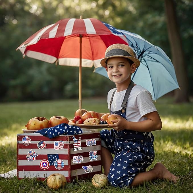 BEATRI USA 4th of July Stickers 50Pcs American Patriotic Independence Day Vinyl Waterproof Decor & Party Favors for Laptop, Water Bottle, Skateboard... | Non-Repeating Decals, High-Definition Print