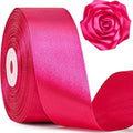 1-1/2 Inch Wide Rose Red Satin Ribbon, 50 Yards Solid Polyester Fabric Ribbon for Roses Making, Gift Wrapping, Valentine's Day, Wedding Decorations, Crafts, Bows