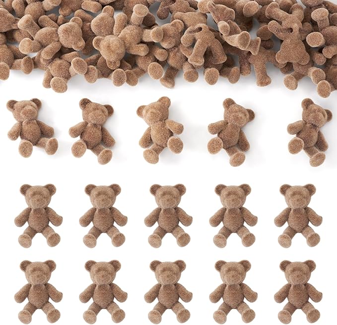 Craftdady 50pcs Flocky Acrylic Bear Buttons with Shank Cute 3D Teddy Bear Shank Sewing Craft Buttons 38-39x29.5mm for DIY Crafts Clothing Scrapbooking