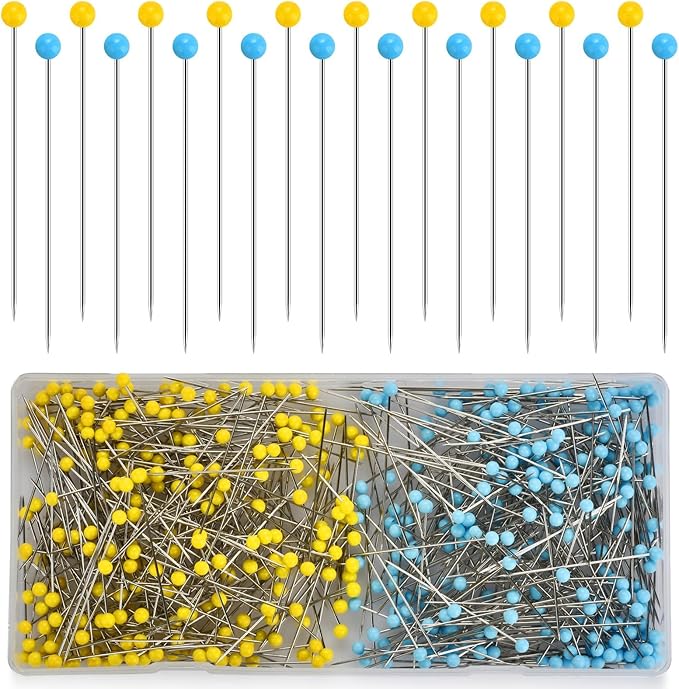 500PCS Straight Pins, Glass Head Sewing Pins, 1.75IN Corsage Pin, Quilting Pins for Fabric, Wedding Bouquets, Jewelry DIY Decoration, Sewing Pin Crafts
