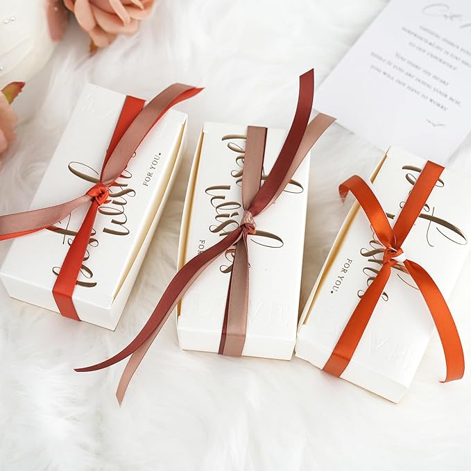 Terracotta Ribbon 3/8 Inch Thin Burnt Orange Satin Ribbon 6 Rolls Assortment for Crafts Wedding Baby Shower Decoration Gift Wrapping Invitation Card Tags- 60Yards