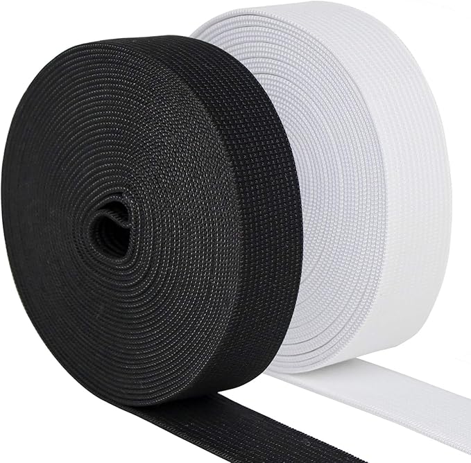 3/4 Inch Elastic Band High Elasticity Knit for Wigs Hair Bonnet Sewing, 2ROLLS(Black 5 Yard, White 5 Yard)