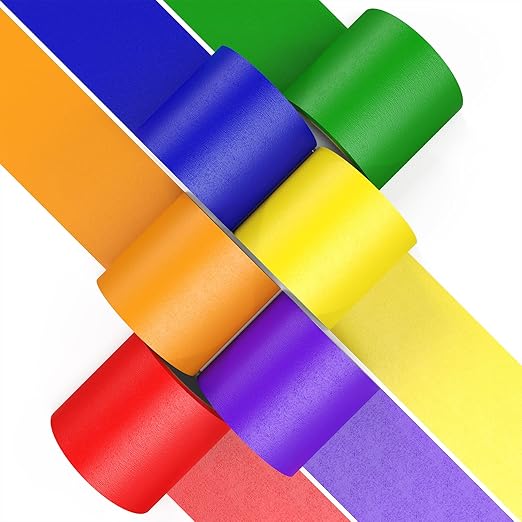 Colored Masking Tape Thick, Color Painters Tape for Kids, 6 Rolls 2 inch Wide x 10 Yards Each, Colorful Paper Tapes Rainbow Colors for Labeling Packing, Painter Tape Variety Pack, Craft Tape