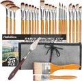 25pcs Paint Brush Set, Professional Paint Brushes with Canvas Roll and Palette Knife, Acrylic Paintbrush Kit for Artist,Watercolor,Oil,Gouache