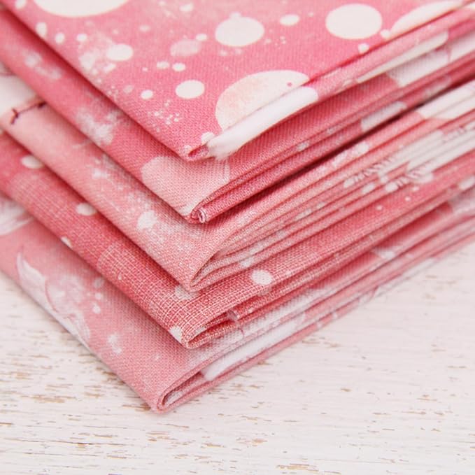 Threadart Exclusive 5 Fat Quarter Bundles - Pink Vintage Prints 100% Cotton Fabric - Premium 100% Cotton Quilting Fabric - No Duplicates - Full Size Fat Quarters 18"x21" - Pink