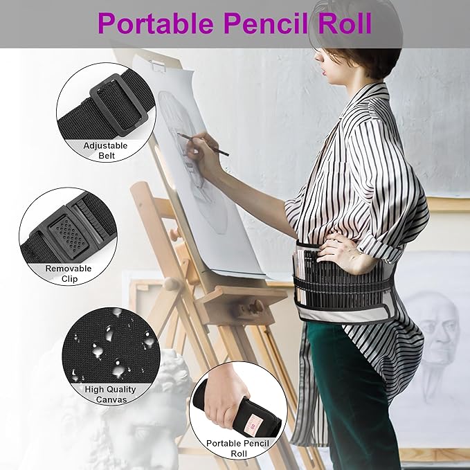 HIFORNY 60 Pcs Drawing Kit Sketching Pencil Set,Sketch Pencils Art Supplies with 3-Color Sketchbook,Graphite,Charcoal,Drawing Pencils for Adults Artists