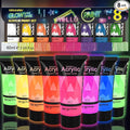 AUREUO Glow in the Dark Acrylic Paint, 8 Colors x 2 Fl Oz / 60ml Neon UV Black Light Paints for Rocks, Wood, Craft, Canvas, Paint Party Supplies