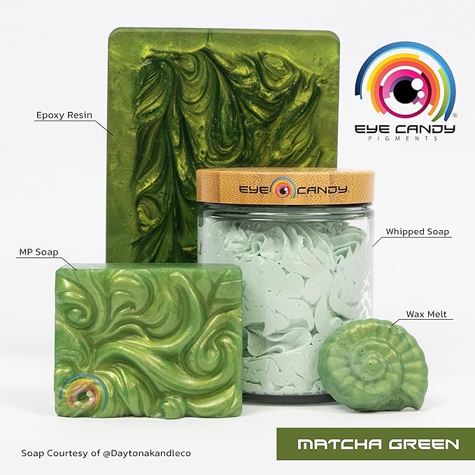 Eye Candy Pigments Premium Green Mica Powder - Matcha Green (50gr) - for Epoxy, Resin, Soap, Paint, Woodworking, Acrylic Pouring, Bath Bombs, Fishing Lures - DIY Arts and Crafts Additive