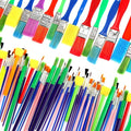 Lincia 150pcs All Purpose Paint Brush Set Bulk for Acrylic and Washable Paints, Easy to Clean and Hold, Round and Flat Kids Brushes, Great with Watercolors
