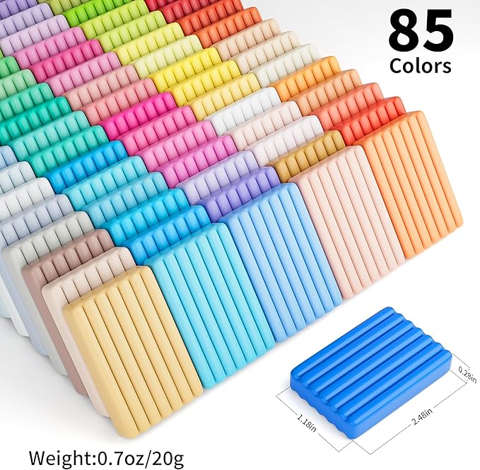 Aestd-ST Polymer Clay Kits, 85 Colors Oven Bake Modeling Clay for Kids, Non-Sticky Molding Clay with Sculpting Tools and DIY Accessories, Holiday Gift for Children and Artists