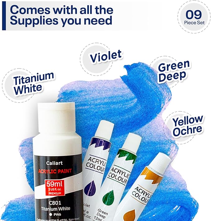 Painting4Real DIY Art Painting Kit for Adults – Learn to Paint Green Dragon with Video Tutorials – 9 Pieces Acrylic Paint Set for Adults –Perfect Christmas Crafts & Holiday Gifts for Art Lovers