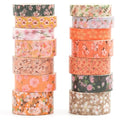 14 Rolls Sakura Washi Tape Set Flowers Arts Adhesive Tapes Cherry Blossom Decorative Masking Tape Sets for Craft, Kids, Scrapbook, DIY, Gift Wrapping (Amber Blooms)