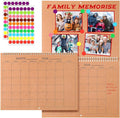 Harloon Blank Scrapbook Wall Calendar Sheets 2026 Undated Monthly Weekly Scrapbook Planner 16 Sheet DIY Blank Custom Calendar with 140 Sticker 12 x 9" Closed 18" Open Size for Office Home(Kraft Brown)