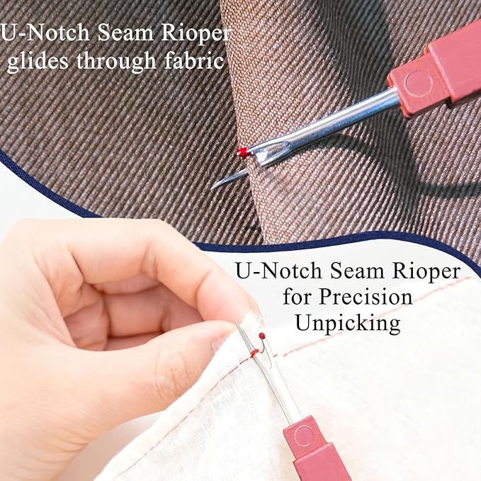 42PCS Big Eye Steel Sewing Needles Kit, Stainless Steel Needles for Hand Sewing Kit, Portable DIY Handcraft Set Include 30 Steel Needle, 6 Rolls of Thread, Seam Ripper, 2 Needle Threader, 2 Thimbles