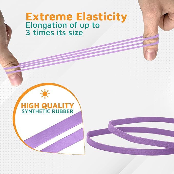 PlasticMill Lavender Rubber Bands Size 33 (3 1/2" x 1/8") - #33 Colored Rubber Bands Office Supplies - Strong, Elastic Bands for Crafts, Balloon Garland, Cash, File Folders (1,000-Pack)