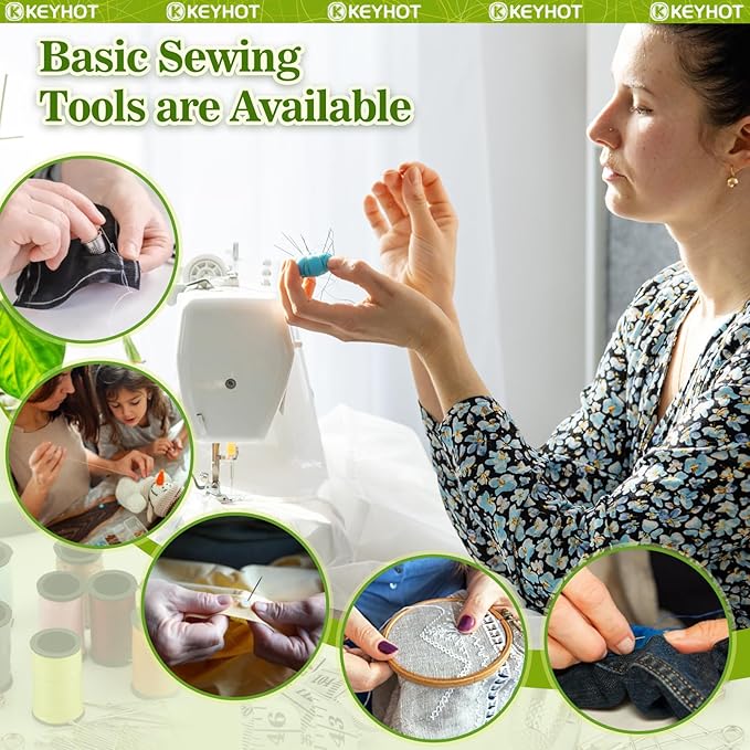 KEYHOT Sewing kit Basic,Needle and Thread Kit,Travel Small Sewing Machine Supplies for Adults Beginners Men, Home Travel Emergency Including Scissors Measure Tape Needle Threader (74pcs)