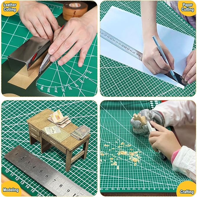 5 PCS Self Healing Cutting Mat 12" x 18": Sewing Rotary Cutting Mat for Crafts and Fabric Sewing Scrapbooking Quilting and Precision Cutting (5, Green)