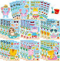 24 Sheets Summer Stickers for Kids Toddlers, Make Your Own Sticker with 8 Designs of Animal Elephants Giraffes Hippos Pigs, Animal Make a Face Stickers for Summer Holiday Party Favors