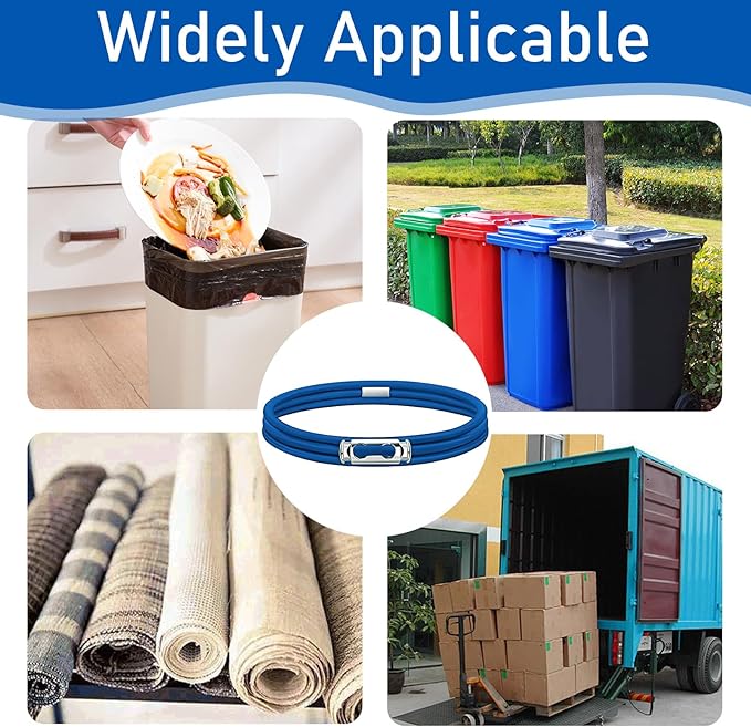 Gallon Trash Can Rubber Bands (Set of 6), Elastic Garbage Bin Straps, Trash Can Liners for Kitchen, Bathroom, Outdoor & Multi-Purpose Use, Blue-Extra Large (40-96Gallon)