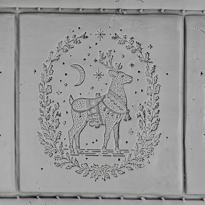 Reindeer Clay Texture Roller (4") - Christmas Set #01 - Embossing Pattern Roller for Polymer & Ceramic Clay, Pottery & Crafts