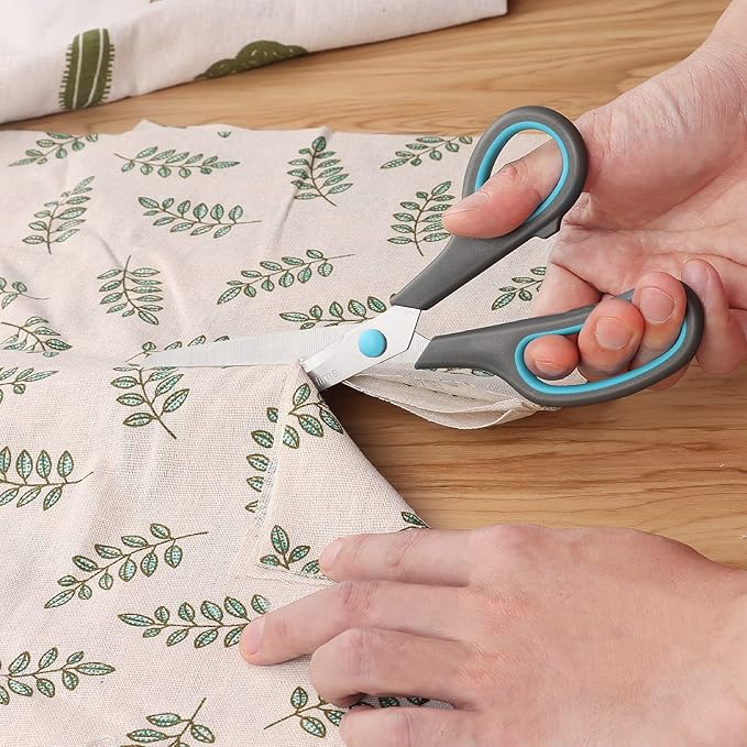 8.5" Scissors, Stainless Steel Blades, Soft Grip Handle, Suitable for Households,Offices and Schools, All Purpose, Blue/Grey