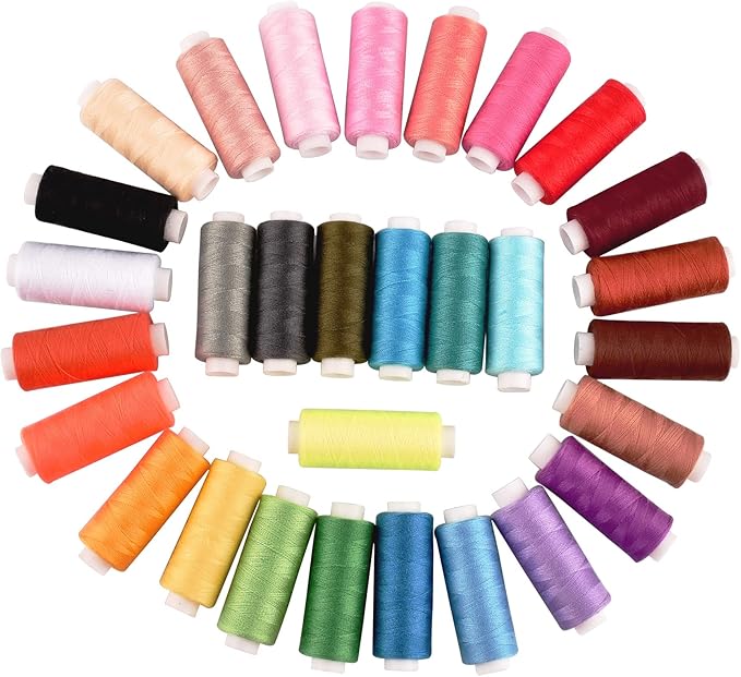 Sewing Thread Kit 30 Colors Polyester 250 Yard Each Spools Sewing Threads Embroidery Machine Thread Quilting Thread for Hand Sewing/Machine Sewing